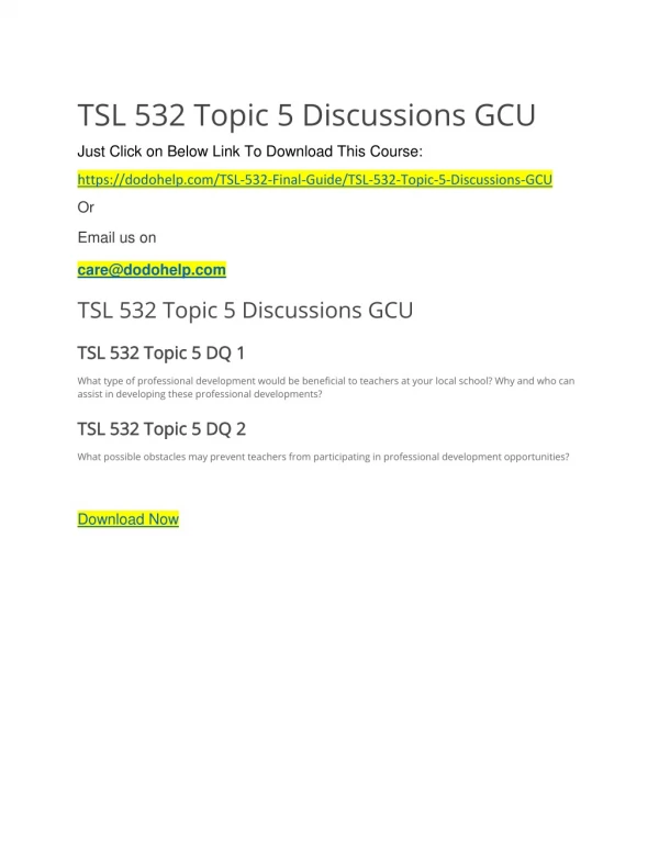 TSL 532 Topic 5 Discussions GCU