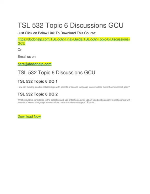 TSL 532 Topic 6 Discussions GCU