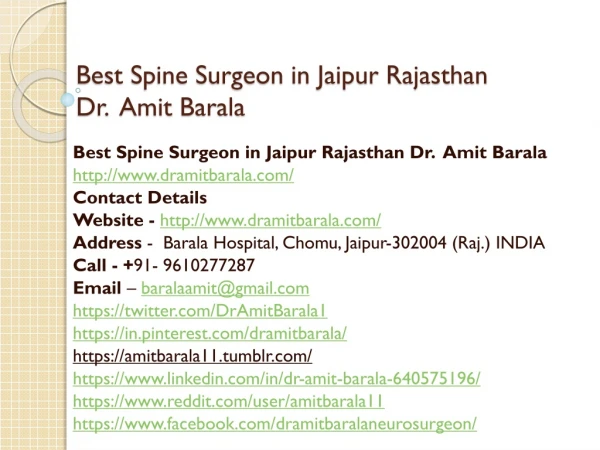 Best Spine Surgeon in Jaipur Rajasthan Dr. Amit Barala