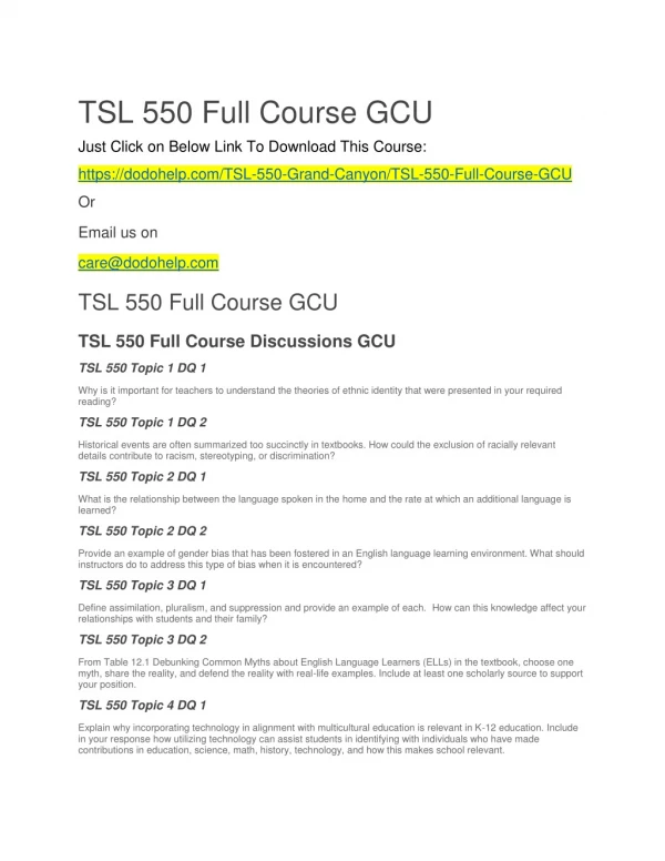 TSL 550 Full Course GCU