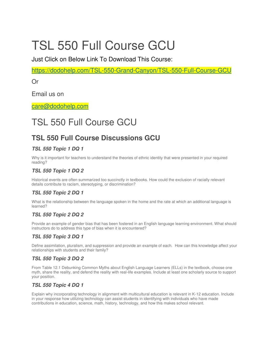 tsl 550 full course gcu just click on below link