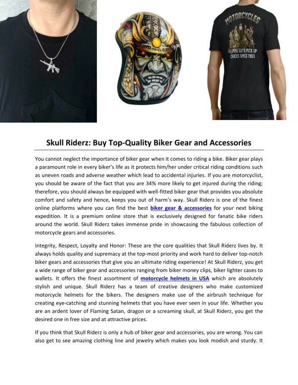 Skull Riderz- Buy Top-Quality Biker Gear and Accessories
