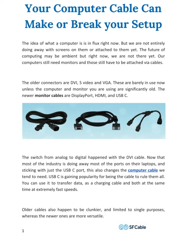 your computer cable can make or break your setup