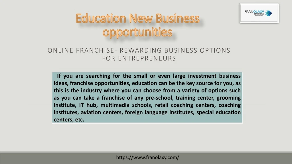 education new business opportunities