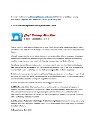 Best Sewing Machine for Beginners | Sewing Machine for Home Use - slide 1