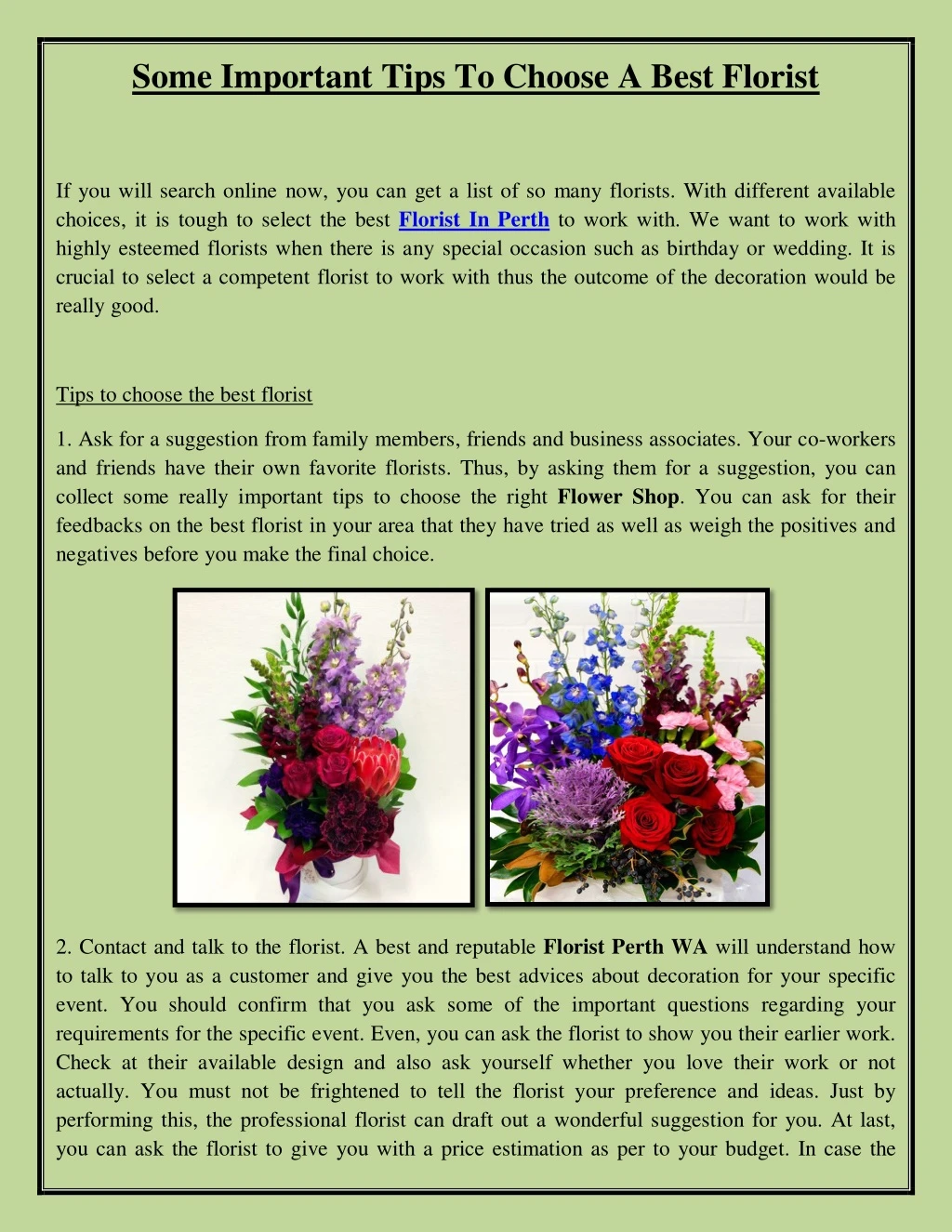 some important tips to choose a best florist