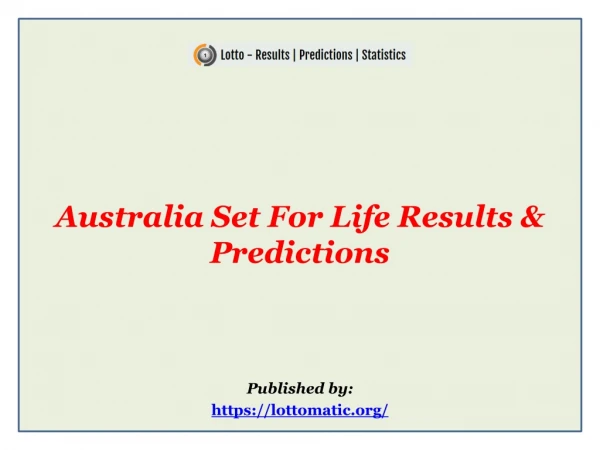 Australia Set For Life Results & Predictions