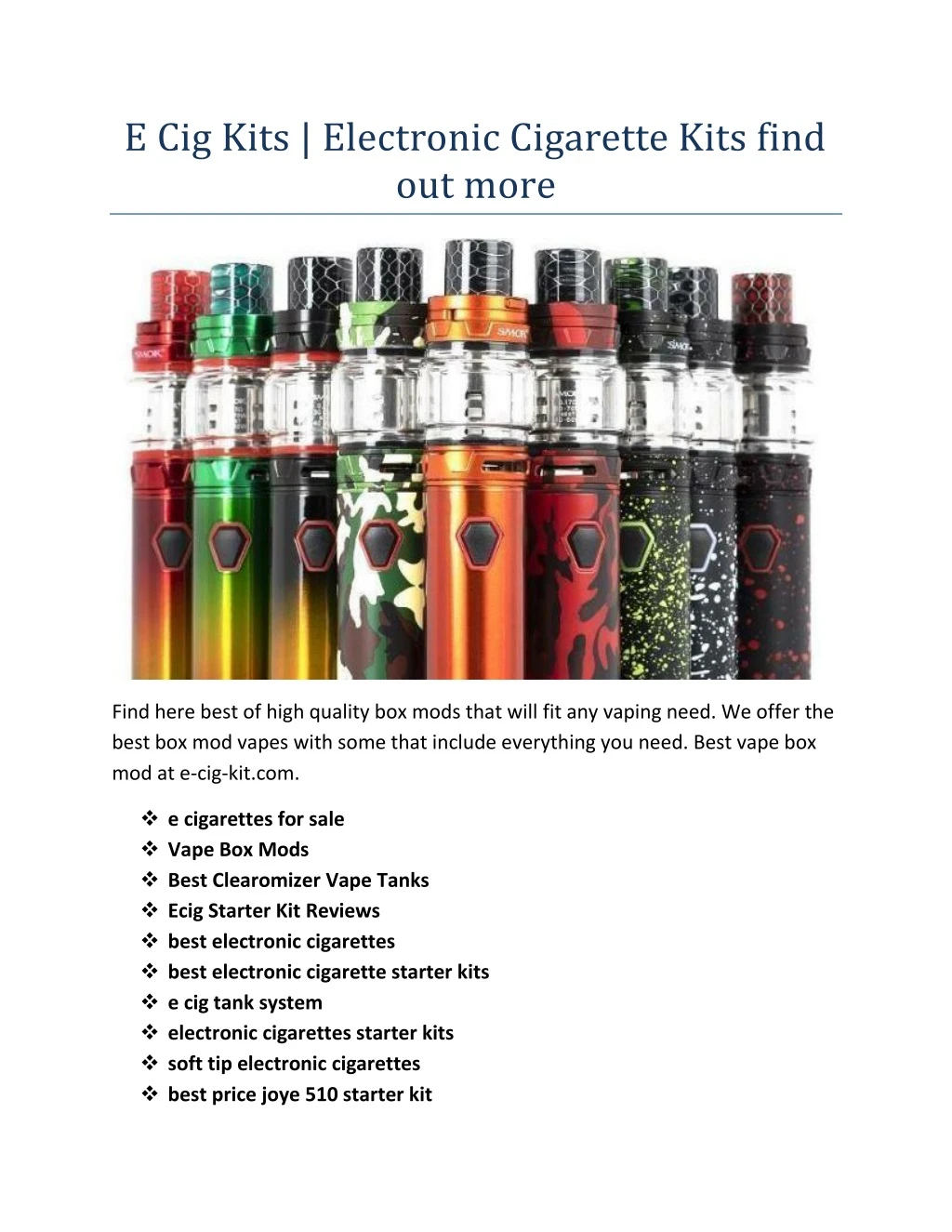 e cig kits electronic cigarette kits find out more