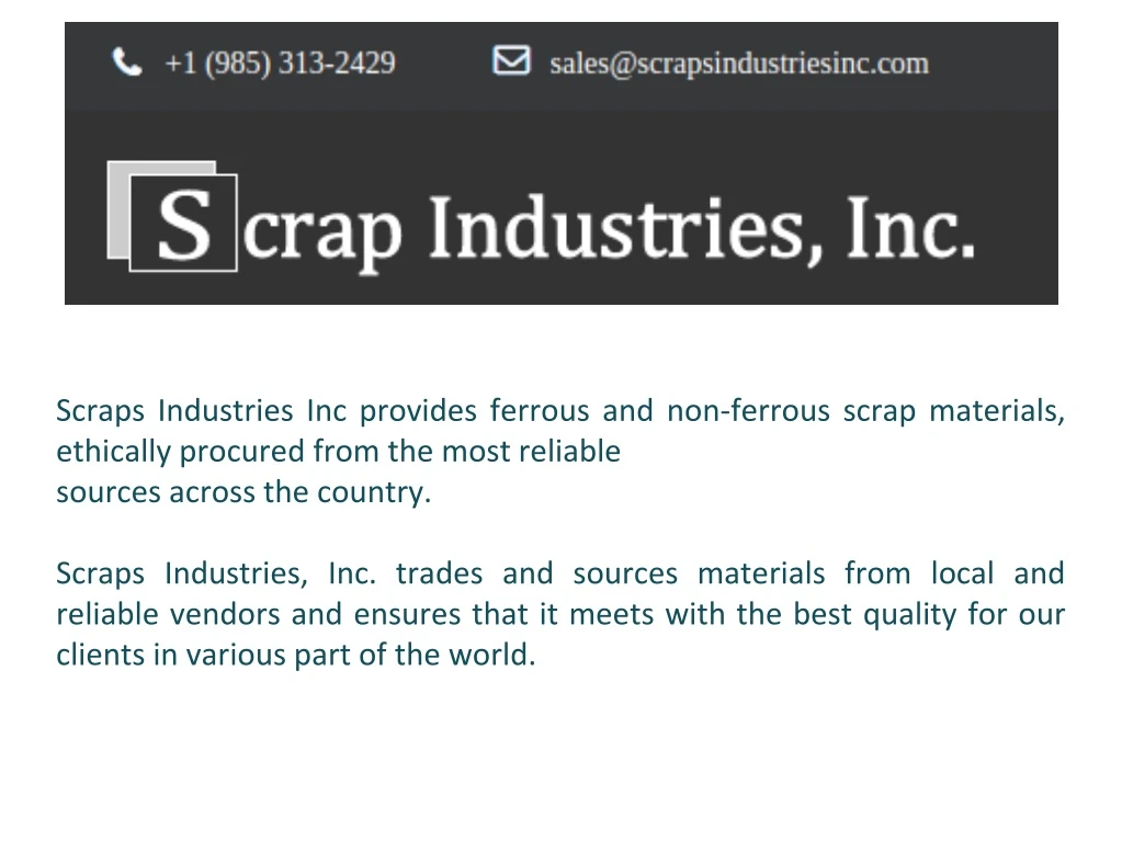 scraps industries inc provides ferrous