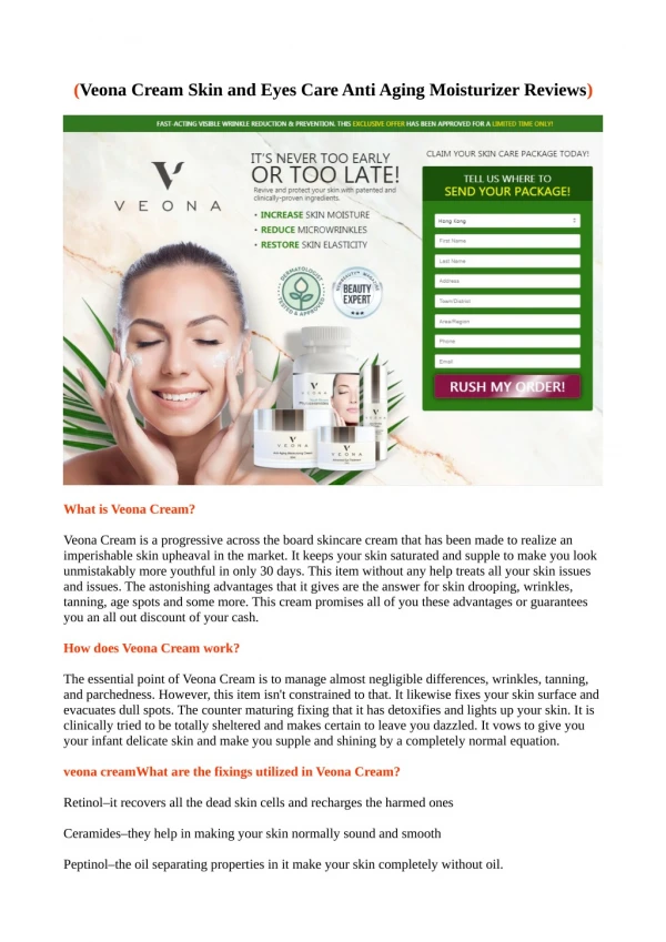 Veona Cream Ingredients and How to Use ?
