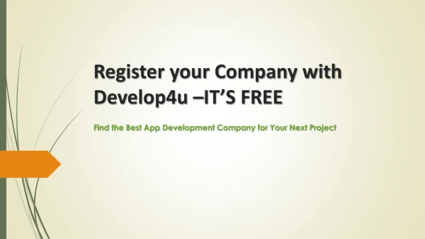 OPTIMIZE YOUR COMPANY RANKING WITH Develop4u –IT’S FREE
