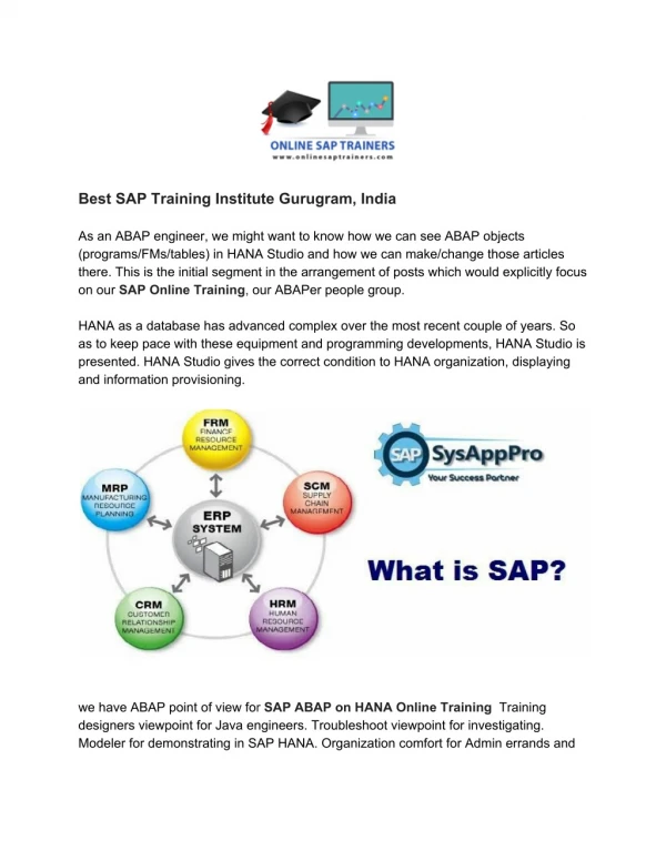 best sap training institute gurugram india