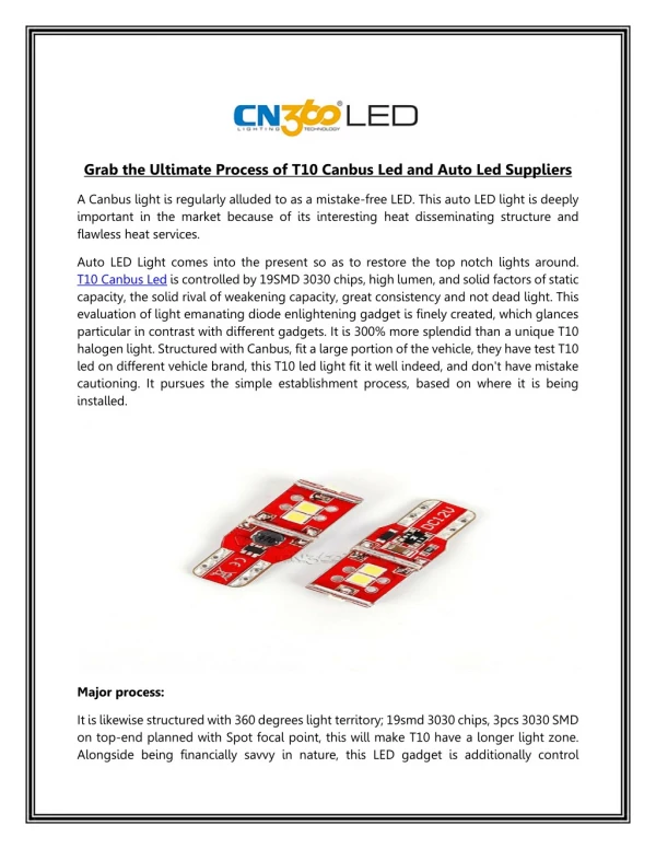 Grab the Ultimate Process of T10 Canbus Led and Auto Led Suppliers