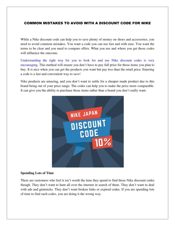 COMMON MISTAKES TO AVOID WITH A DISCOUNT CODE FOR NIKE