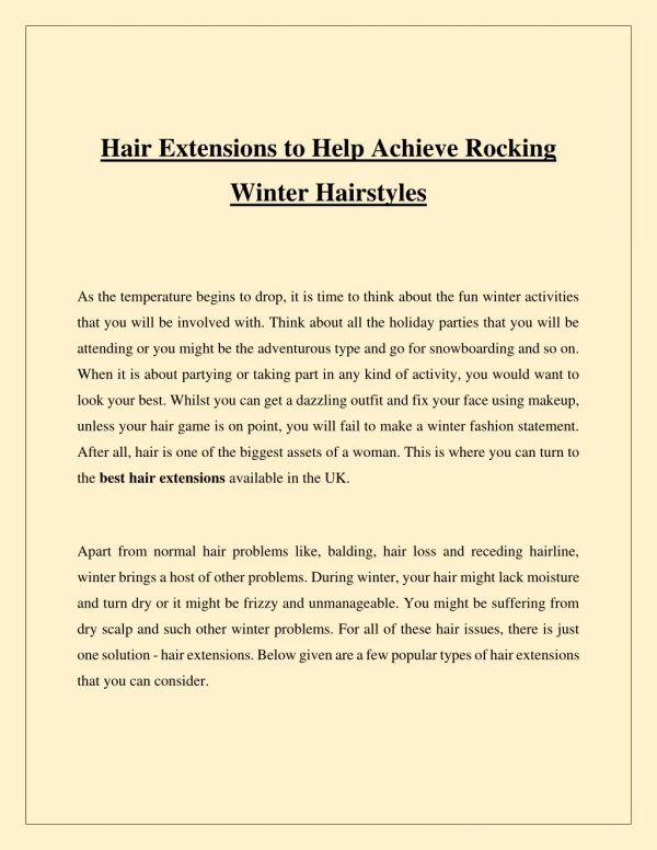 Hair Extensions to Help Achieve Rocking Winter Hairstyles