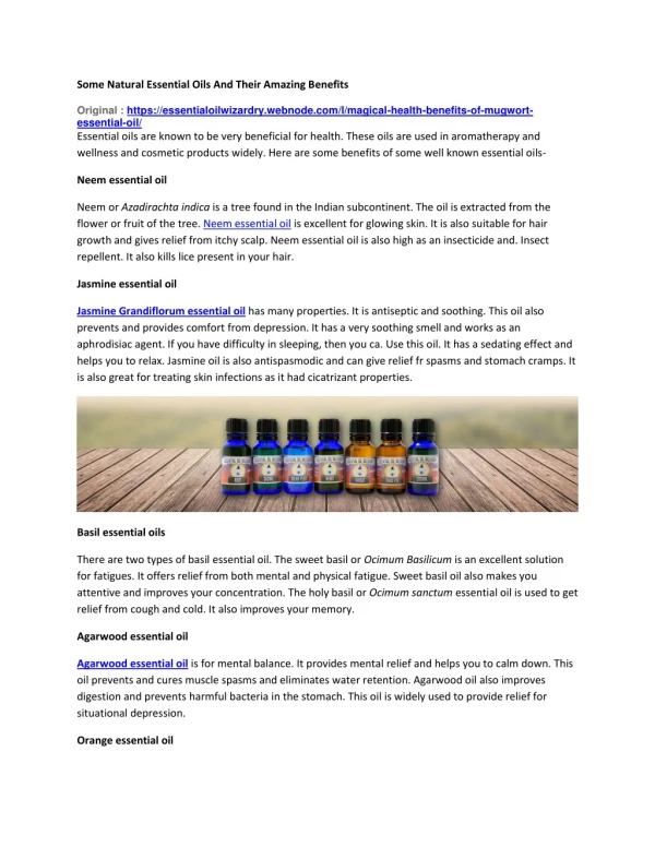 some natural essential oils and their amazing