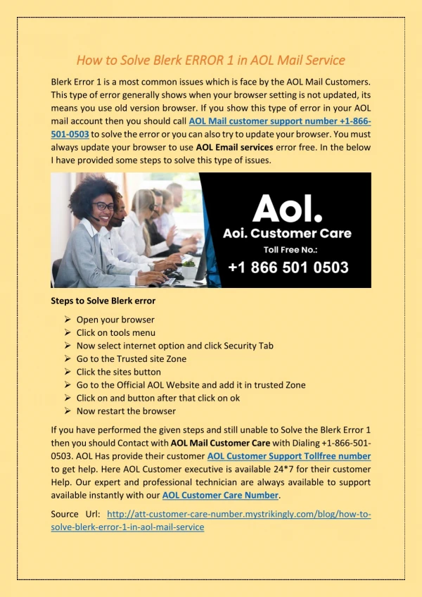 How to Solve Blerk ERROR 1 in AOL Mail Service