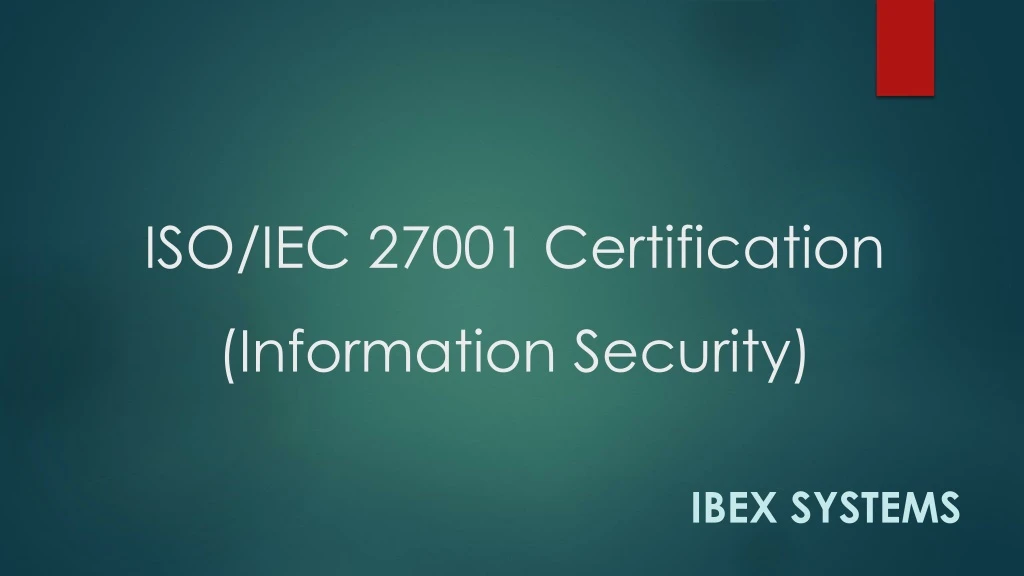 iso iec 27001 certification information security