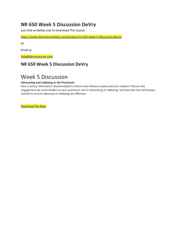 nr 650 week 5 discussion devry just click