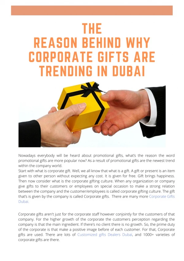 The reason behind Why Corporate Gifts are trending in Dubai