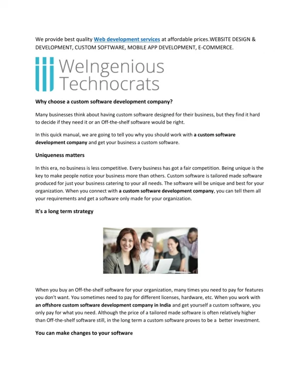 Web and Software Development Company | Weingenious