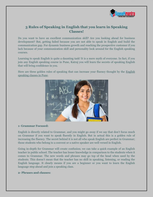 3 Rules of Speaking in English that you learn in Speaking Classes!