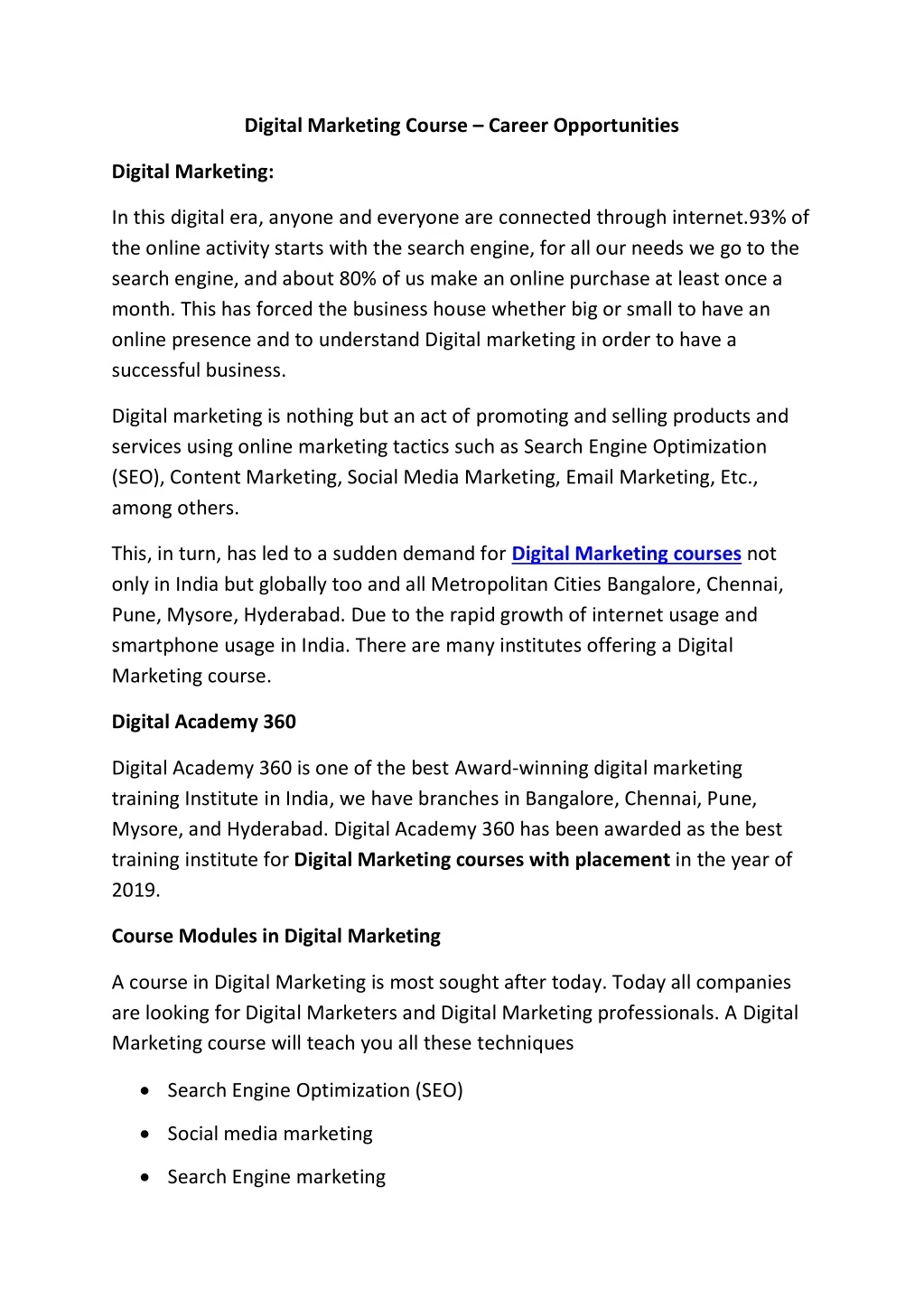 digital marketing course career opportunities