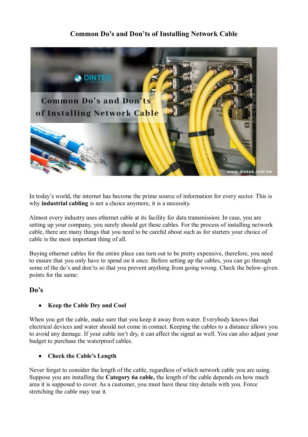 common do s and don ts of installing network cable
