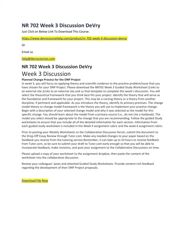 nr 702 week 3 discussion devry just click