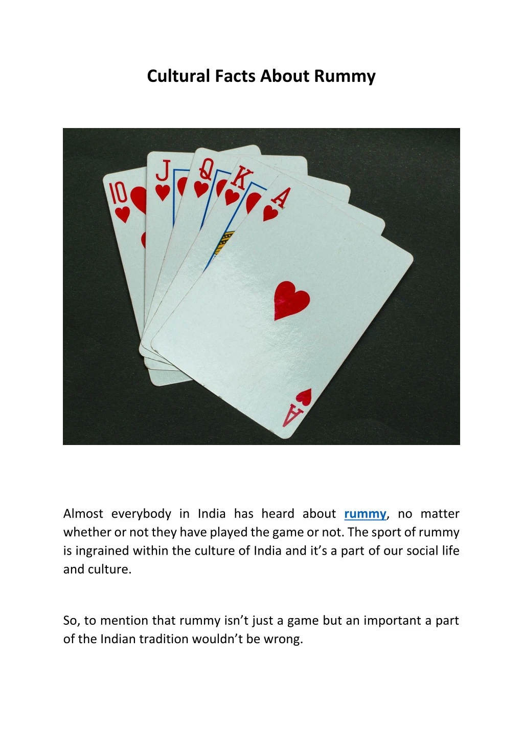 cultural facts about rummy