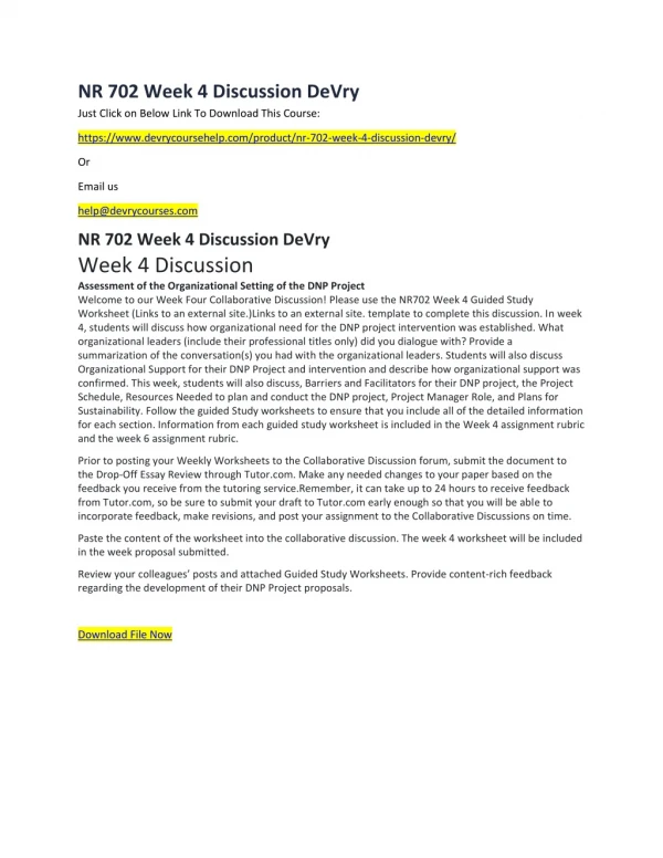 nr 702 week 4 discussion devry just click