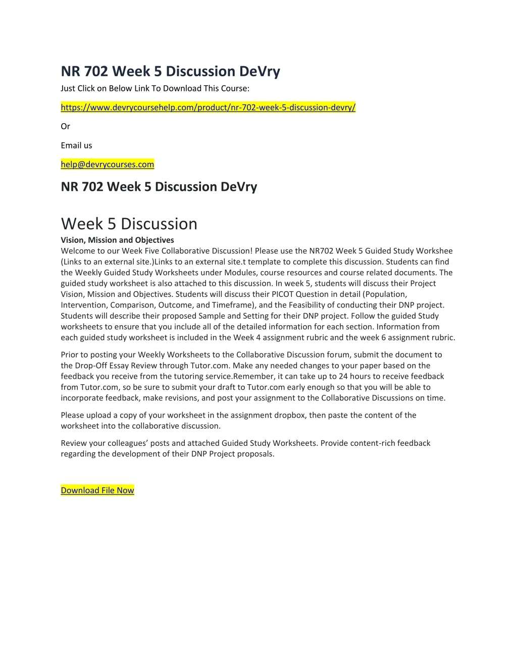 nr 702 week 5 discussion devry just click