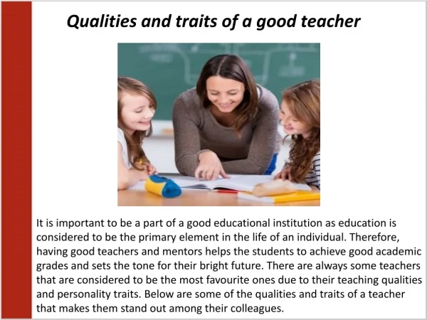 Qualities and traits of a good teacher