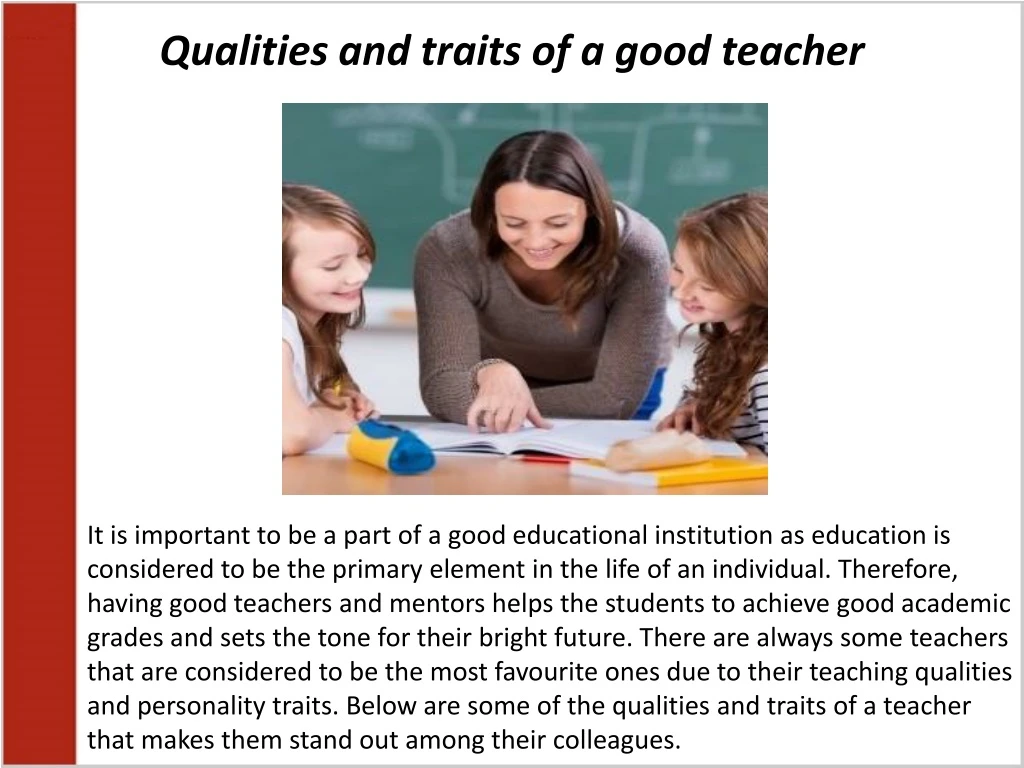 qualities and traits of a good teacher