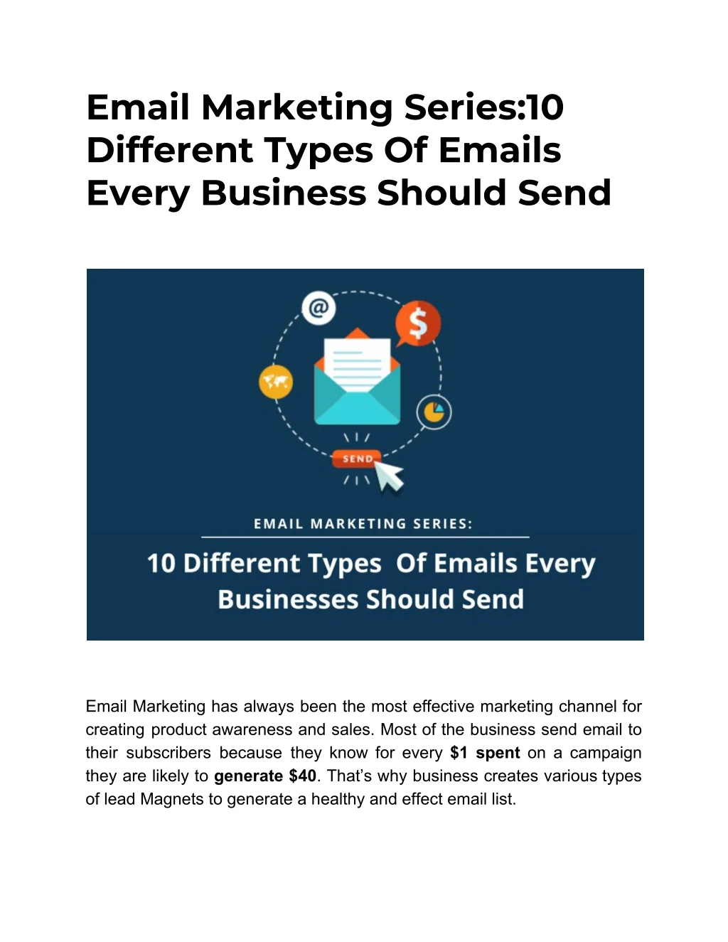 email marketing series 10 different types