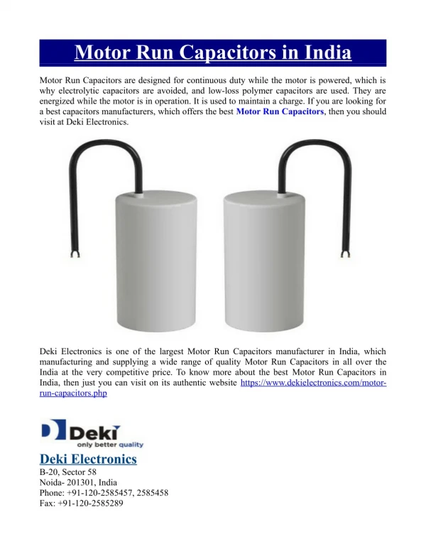 motor run capacitors in india