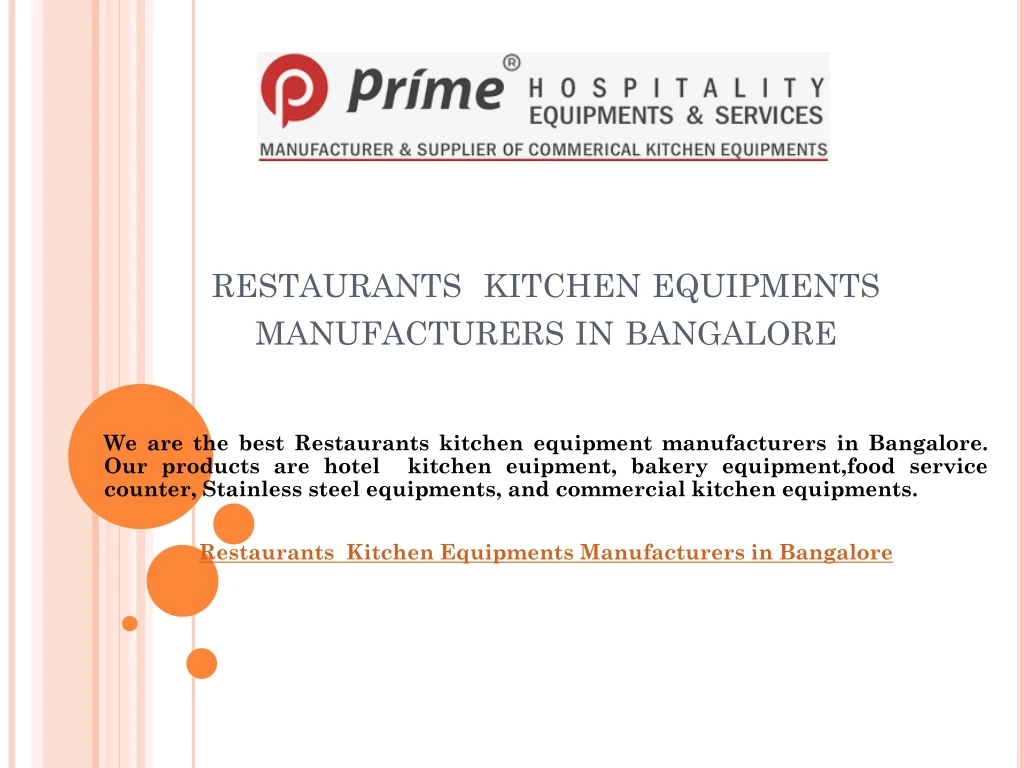 restaurants kitchen equipments manufacturers in bangalore