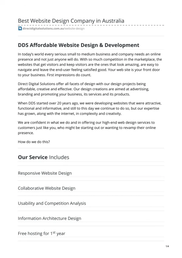 Best Website Design Company in Australia - www.directdigitalsolutions.com.au