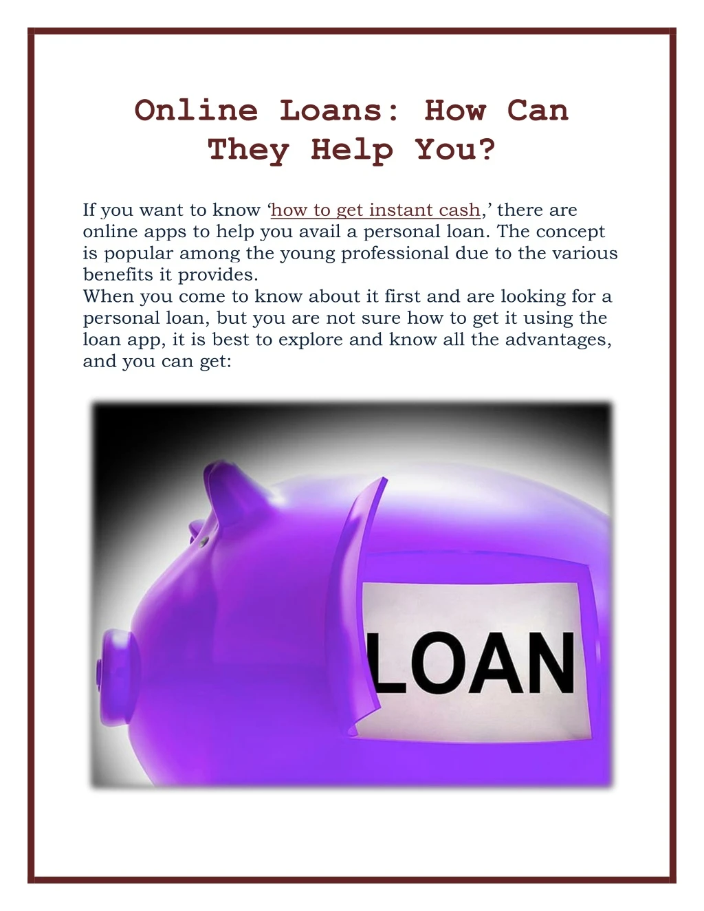 online loans how can they help you