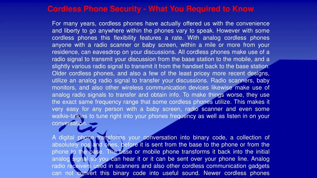 cordless phone security what you required to know
