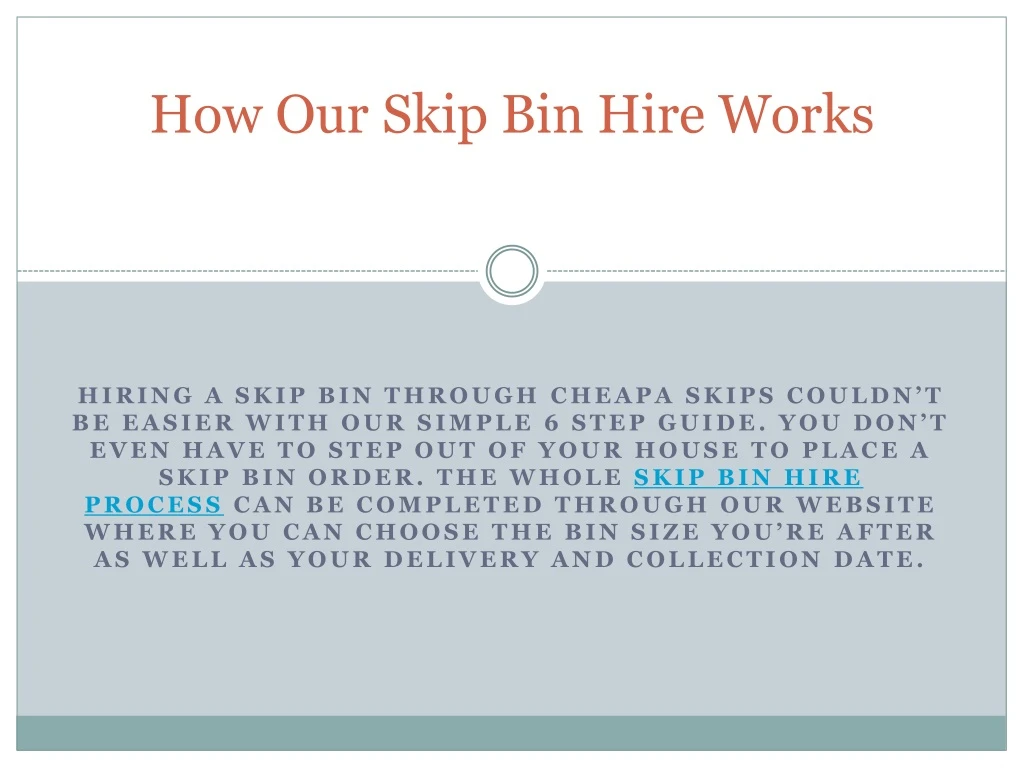 how our skip bin hire works