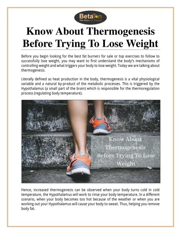 Know About Thermogenesis Before Trying To Lose Weight