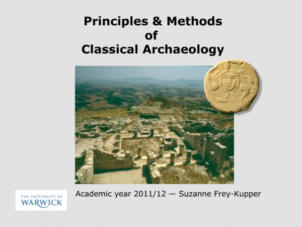Principles Methods of Classical Archaeology