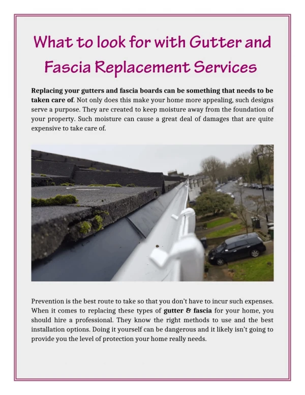 What to look for with Gutter and Fascia Replacement Services