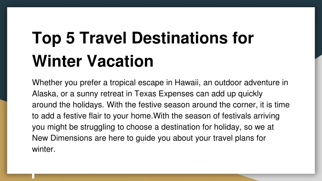top 5 travel destinations for winter vacation