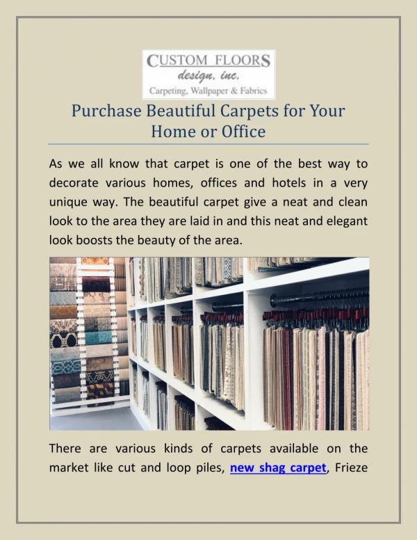 Purchase Beautiful Carpets for Your Home or Office