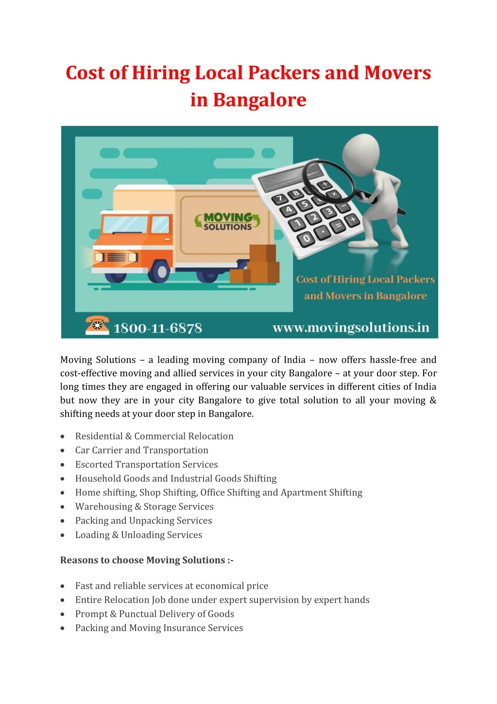 cost of hiring local packers and movers