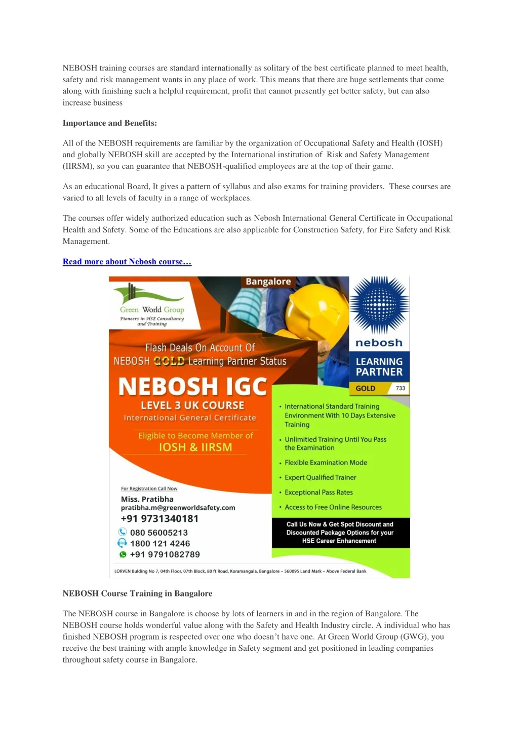 nebosh training courses are standard