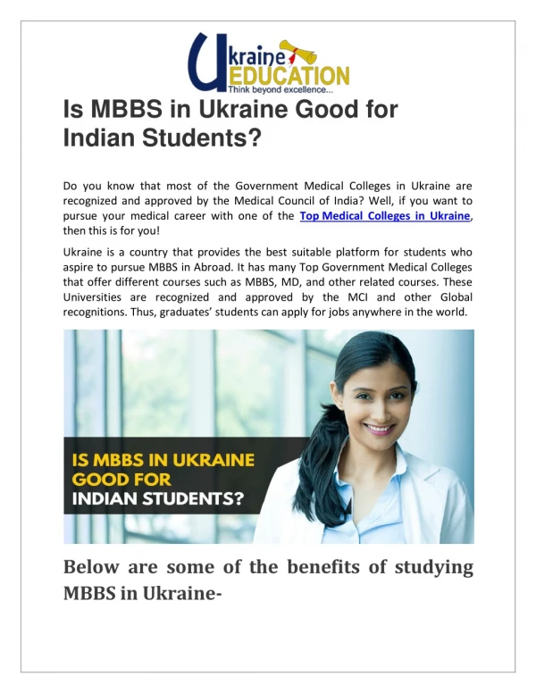 Is MBBS in Ukraine Good for Indian Students