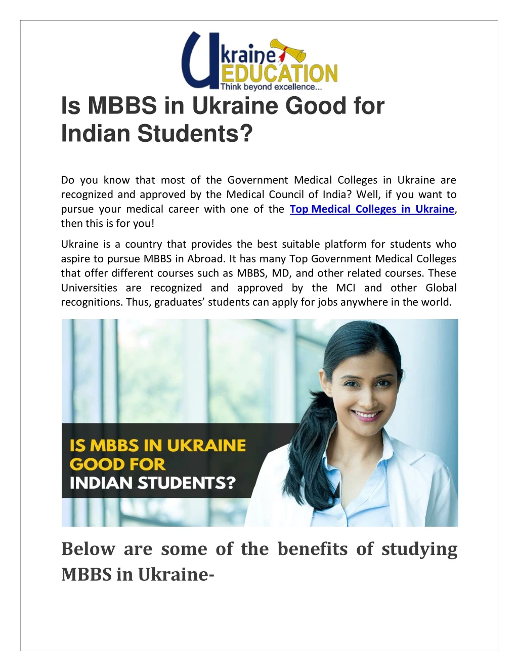 is mbbs in ukraine good for indian students